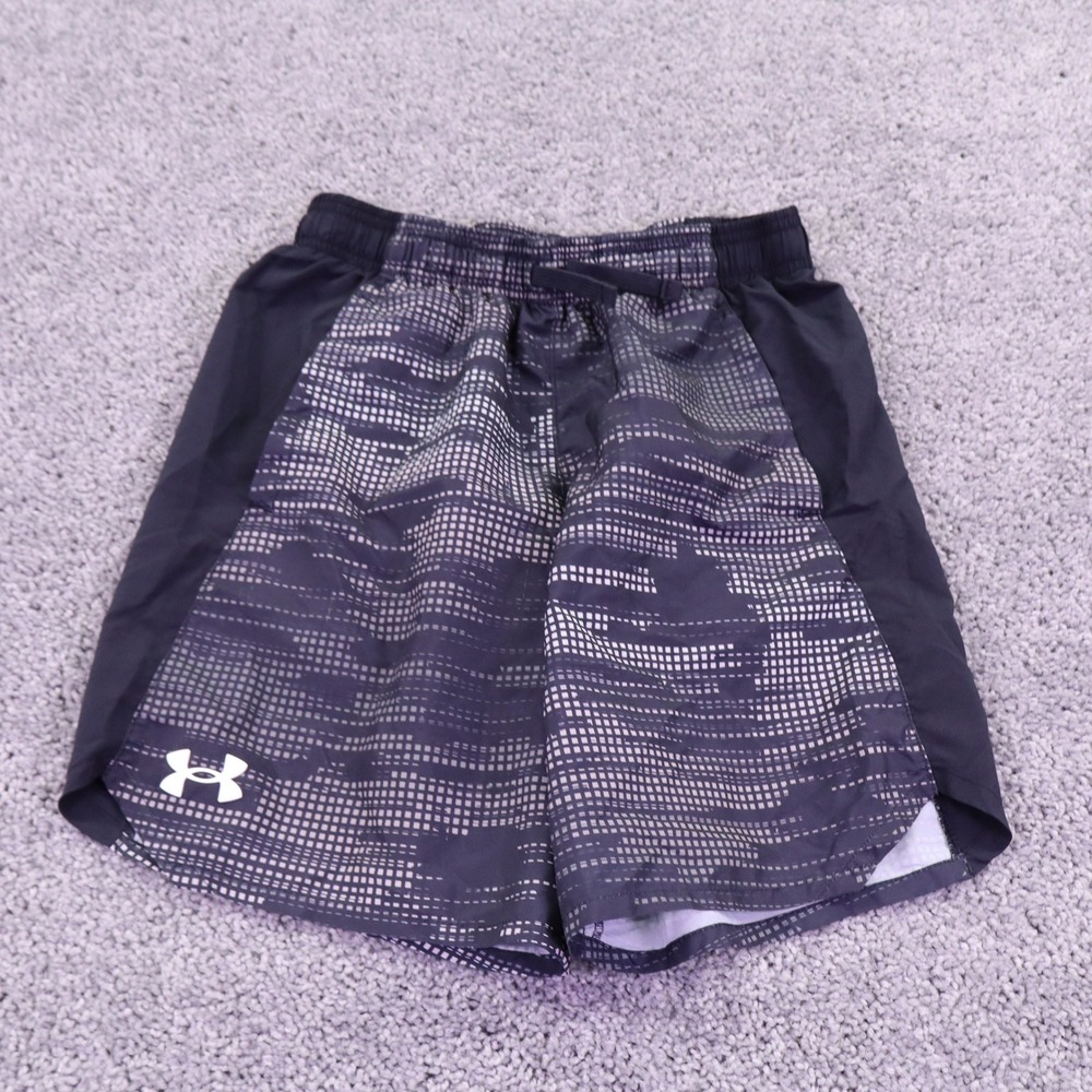 Under Armour Shorts Boys Large Black HeatGear Loose Fit Digital Print Athletic